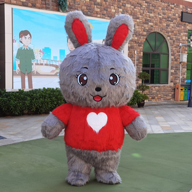 Gray long plush rabbit