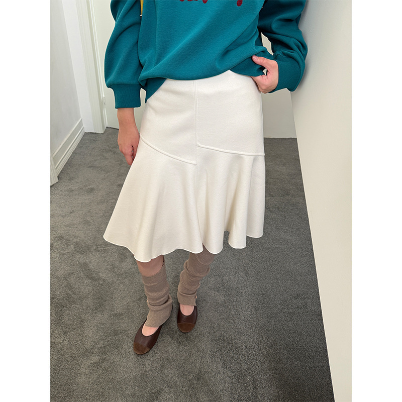 [Clearance, No Returns] Winter New Wool A-Line Skirt for Petite Women, Thickened High-Waisted Umbrella Skirt, Mid-Length Skirt 5651