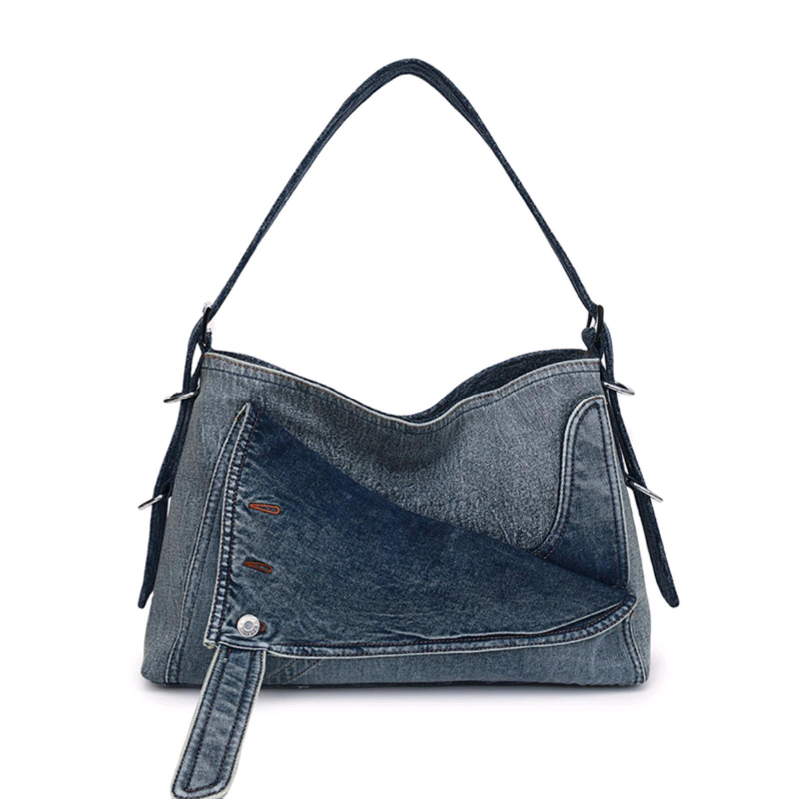 Bolso de gran capacidad de mezclilla retro de moda para mujer 2024 otoño e invierno nuevo estilo mensajero de cercanías bolso grande de hombro bolso Tote