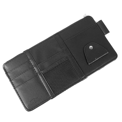 Car Cd Holder Wallet Storage Clip Large Capacity Car Glasses Holder Leather Sun Visor Car Cd Bag Card Holder (Multimediya və saxlama aksesuarları) - black