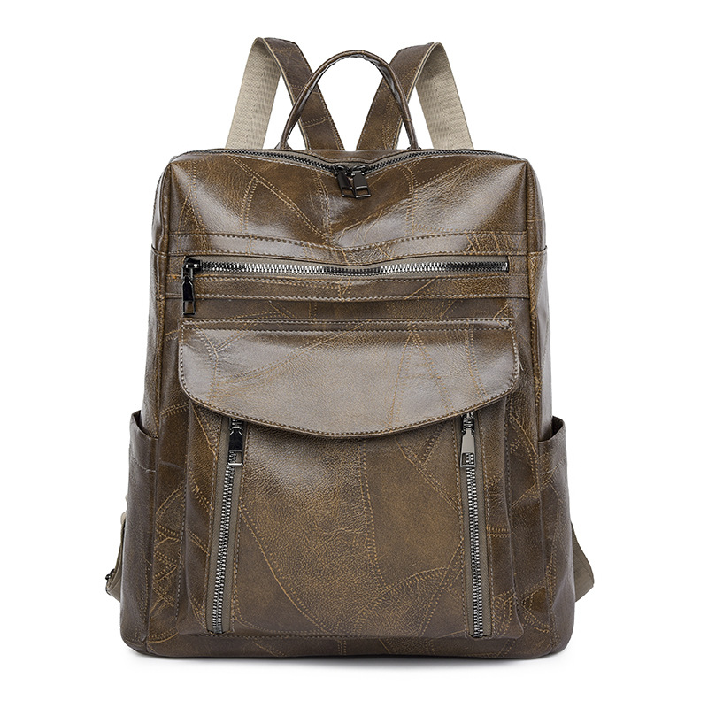 Comercio exterior nueva mochila de cuero suave para mujer casual moda todo fósforo color sólido mochila de viaje de gran capacidad