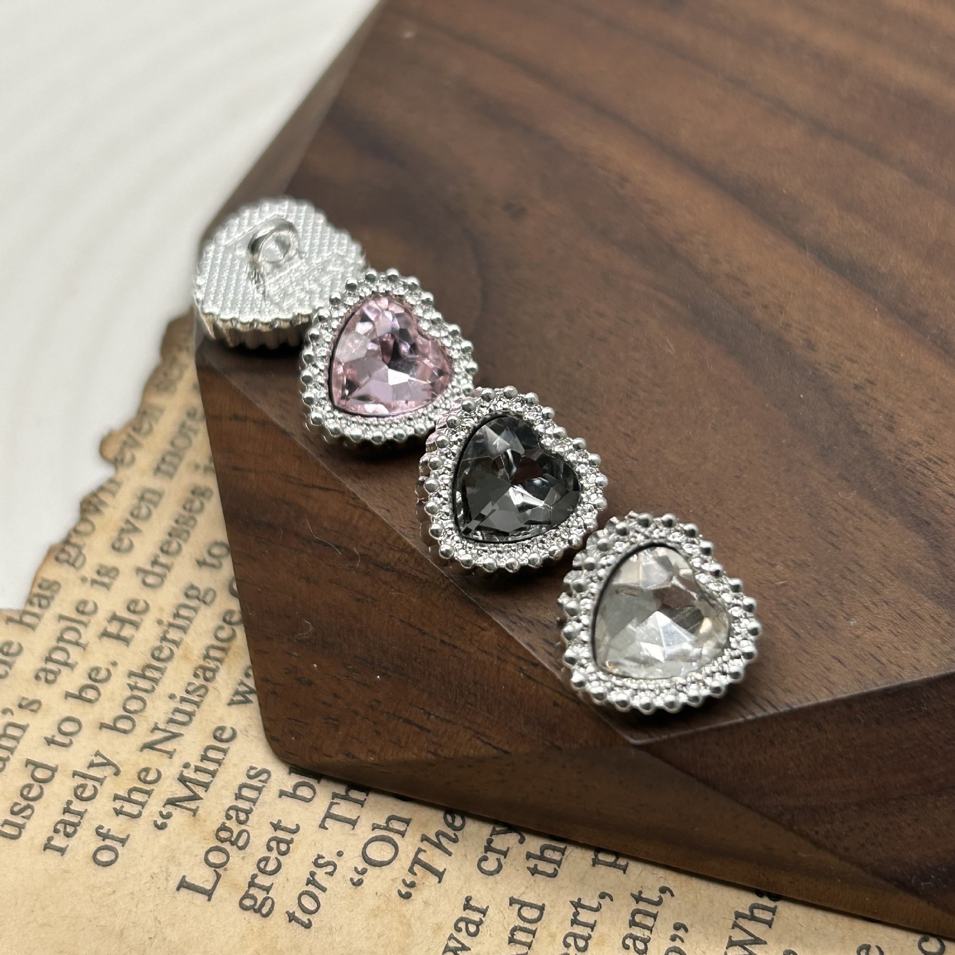 爱心镶钻金属纽扣小香风女针织衫开衫衬衣袖领服装饰品扣子