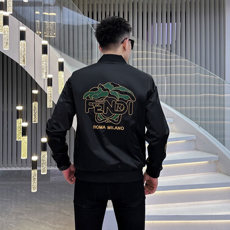 Spring and Autumn Baseball Collar Jacket Coat Men's Youth Slim-fit Embroidered Heavy Craft European Station Outerwear plus size Clothes Trendy Spring and Autumn Baseball Collar Jacket Coat Men's Youth Slim-fit Embroidered Heavy Craft European Station Outerwear plus size Clothes Trendy