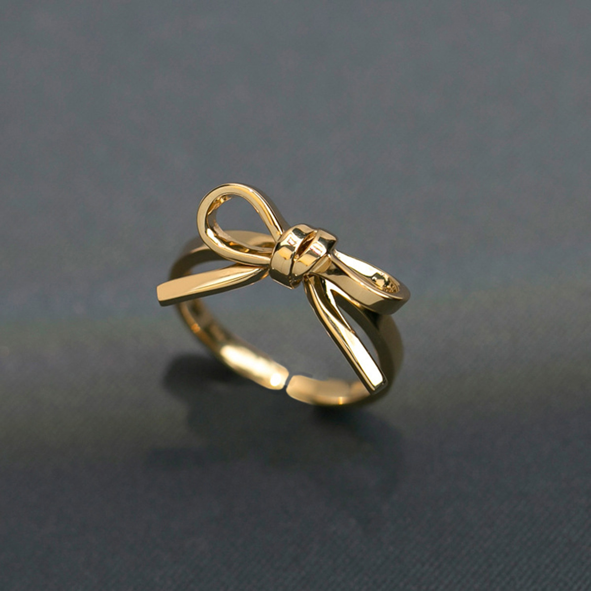 Adjustable Open Band Ring Geometric Bow Alloy Jewelry For Women_voghion.com