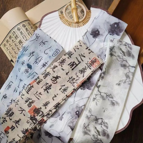 Lanting Order ancient style hairband silk scarf chiffon fluttering ribbon hair clip classical temperament calligraphy and painting head accessory bow tie hair tie