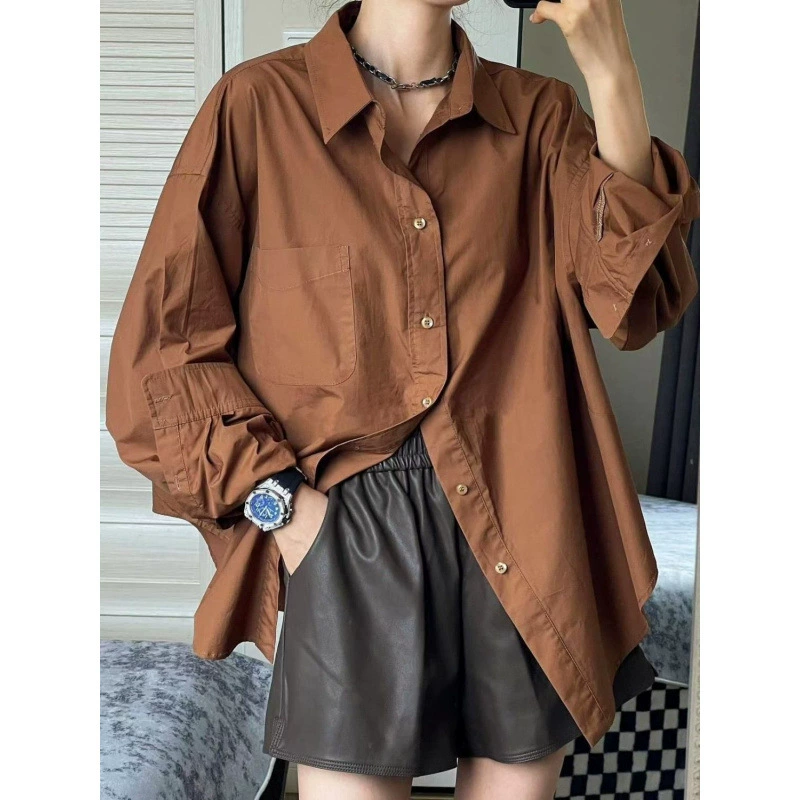 Наденьте внутри, чтобы носить рубашку высокого уровня, пальто для женщин весна и осень 2024 весна и осень новый свободный повседневный тонкий топ