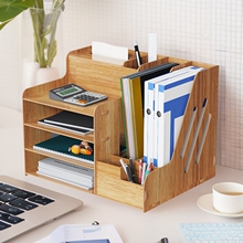 桌面文件架多层A4文件架桌面书立架木质资料架档案架多分隔置物架