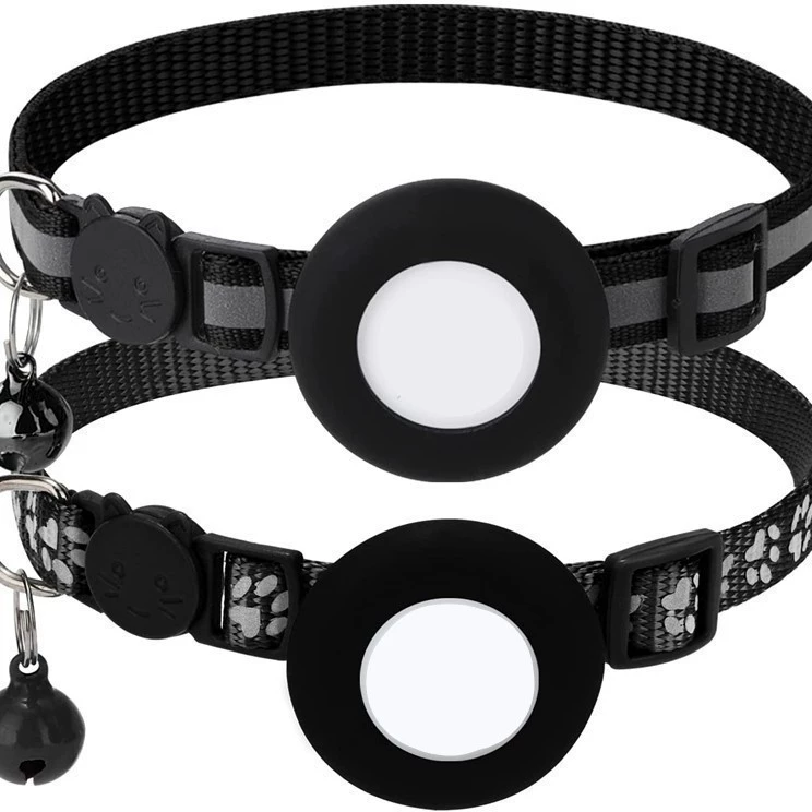 Бестселлер Amazon для международной торговли: ошейник для кошек с AirTag и колокольчиком, светоотражающий ошейник с отпечатком лапы для отслеживания и предотвращения потери.