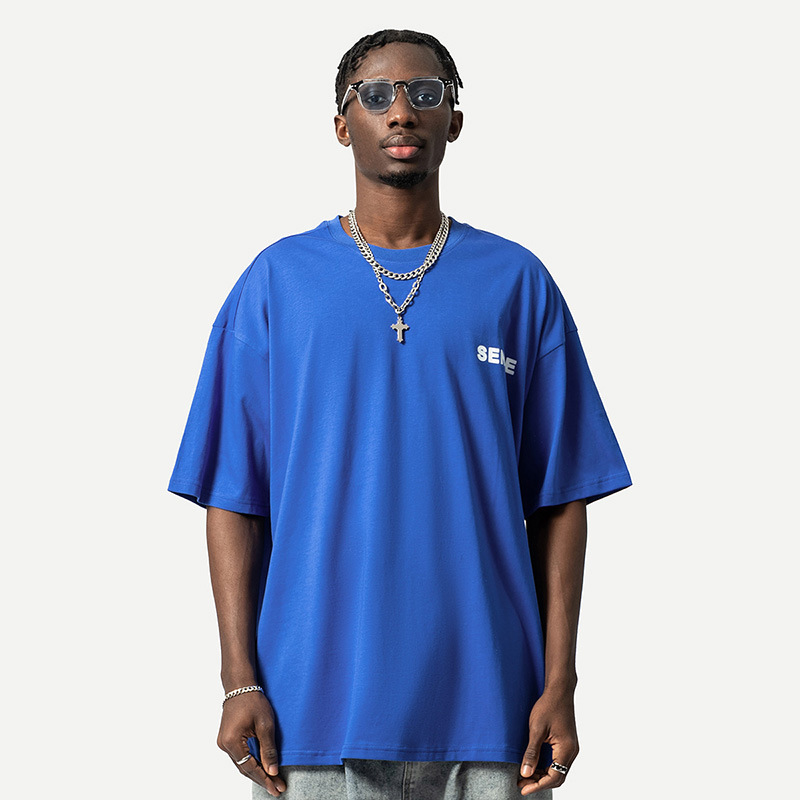 T-shirt versatile per coppia da uomo a maniche corte stampata di marca americana High Street Fashion_voghion.com