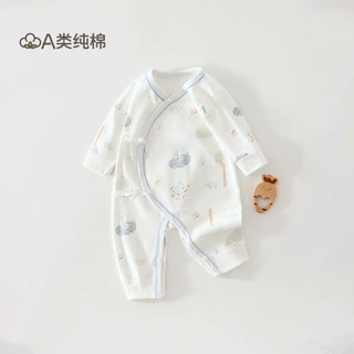 a类纯棉婴儿衣服四季哈衣0-3初生儿和尚服新生儿宝宝春秋连体衣