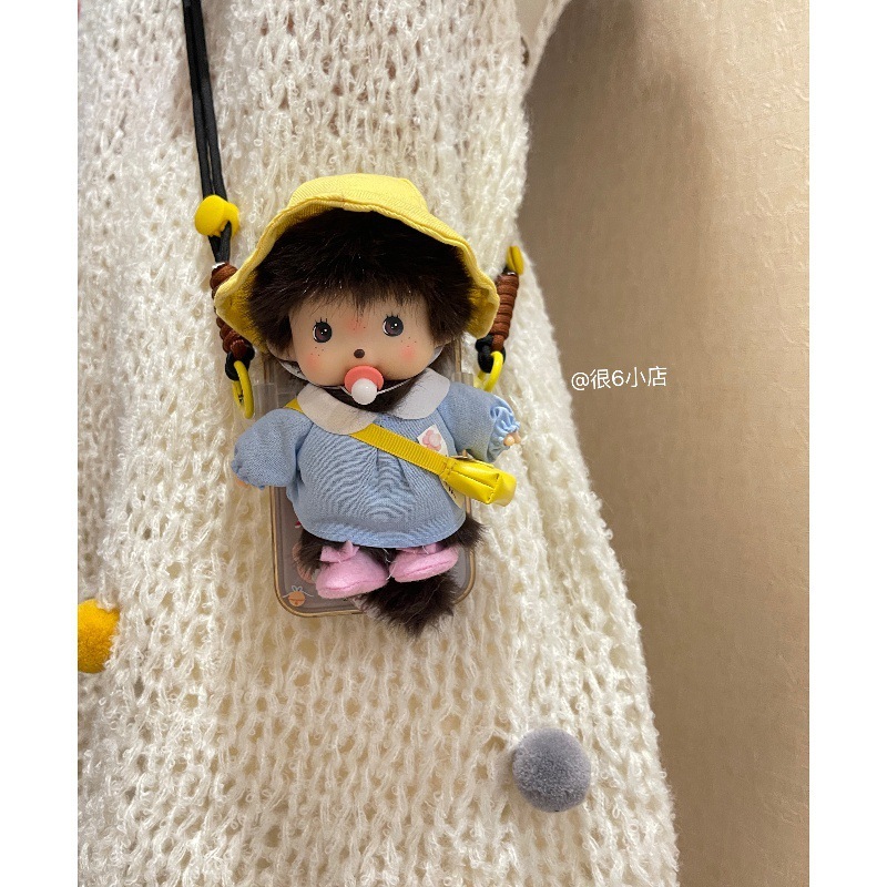 モンキーチェリー ぬいぐるみ かわいい 韓国風 クロスボディ 携帯電話バッククリップ 人形 携帯電話ケース ストラップ付き|undefined