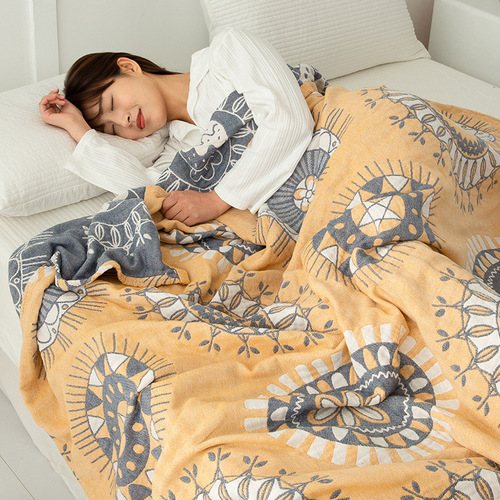 Five-layer pure cotton gauze towel quilt sheet  new single and double air-conditioned quilt sofa cover lunch break summer cool quilt