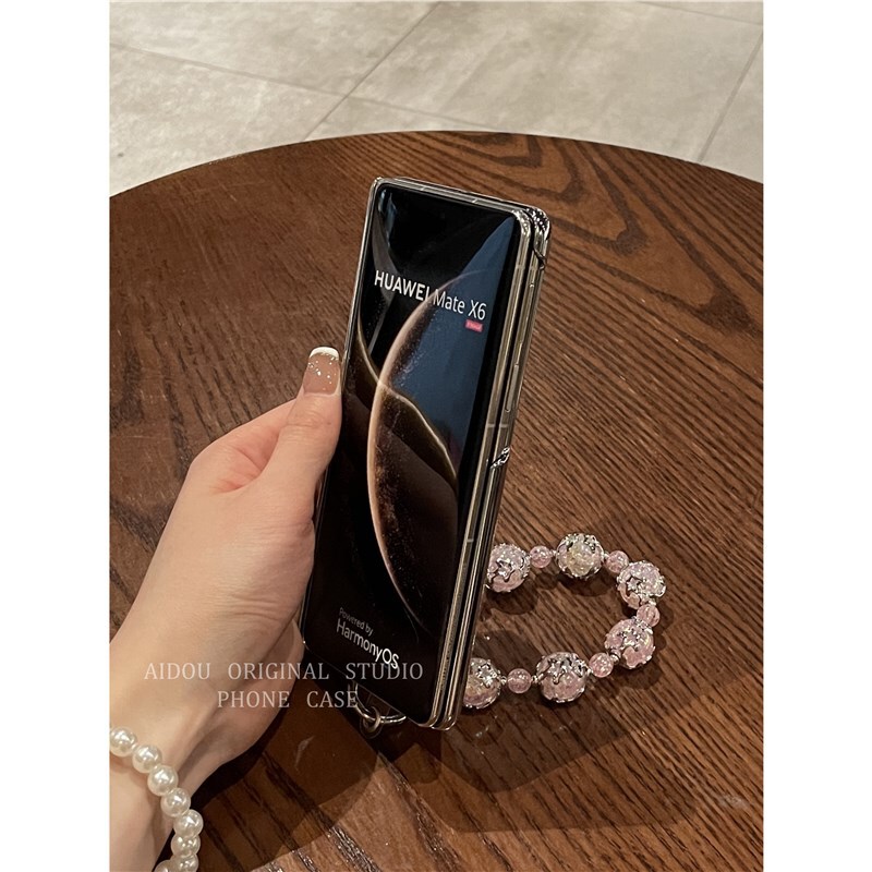 适用华为x6手机壳折叠屏新款x5中轴磁吸鎏银樱花粉蛇纹matex6轻奢|undefined