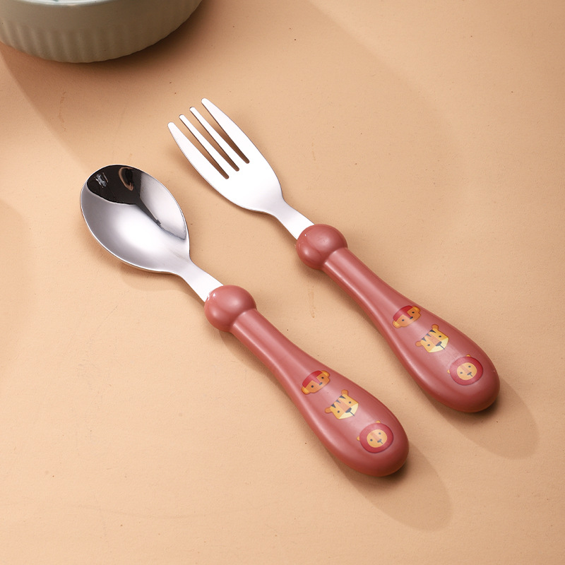 round handle fork spoon red