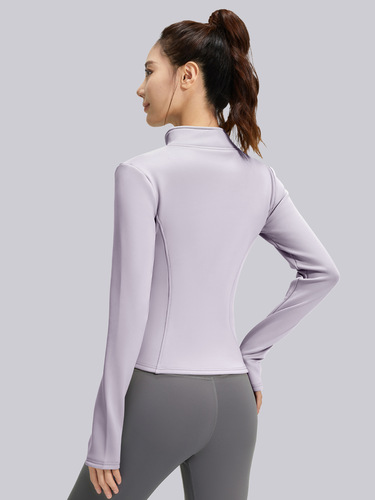 Juyitang zipper slim warm long-sleeved top, women's stand-collar sports tight yoga coat