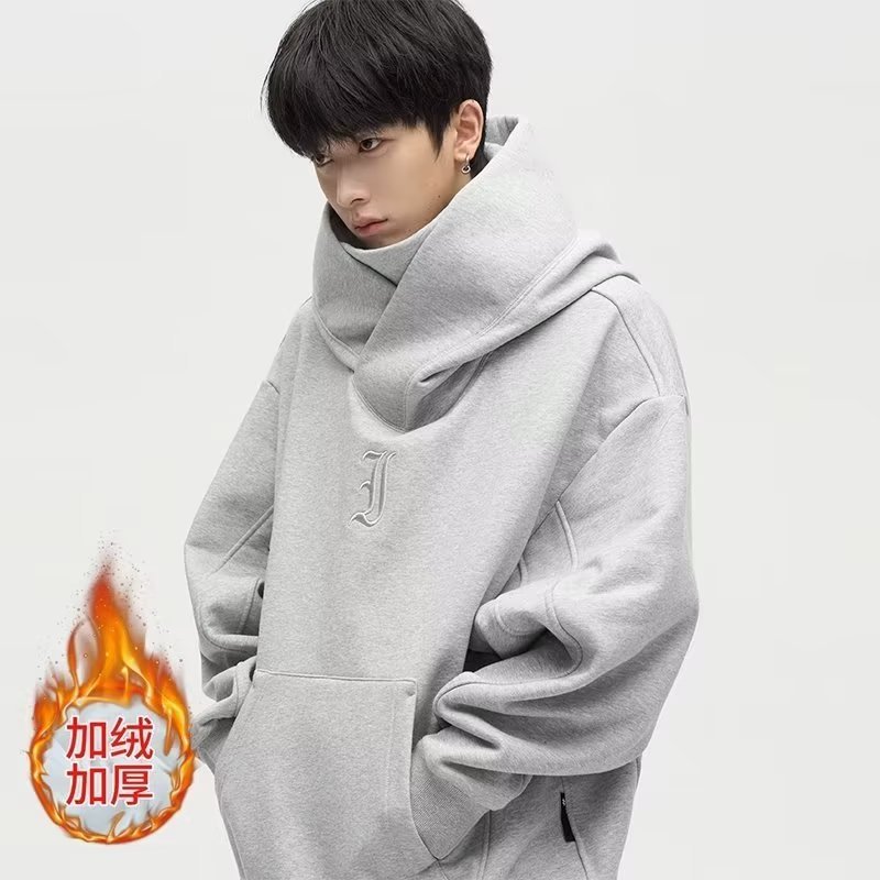 Nuevo suéter con capucha de cuello alto para hombres primavera y otoño marca de moda estadounidense Estilo funcional hiphop estilo hip hop diseño sentido moda suelta