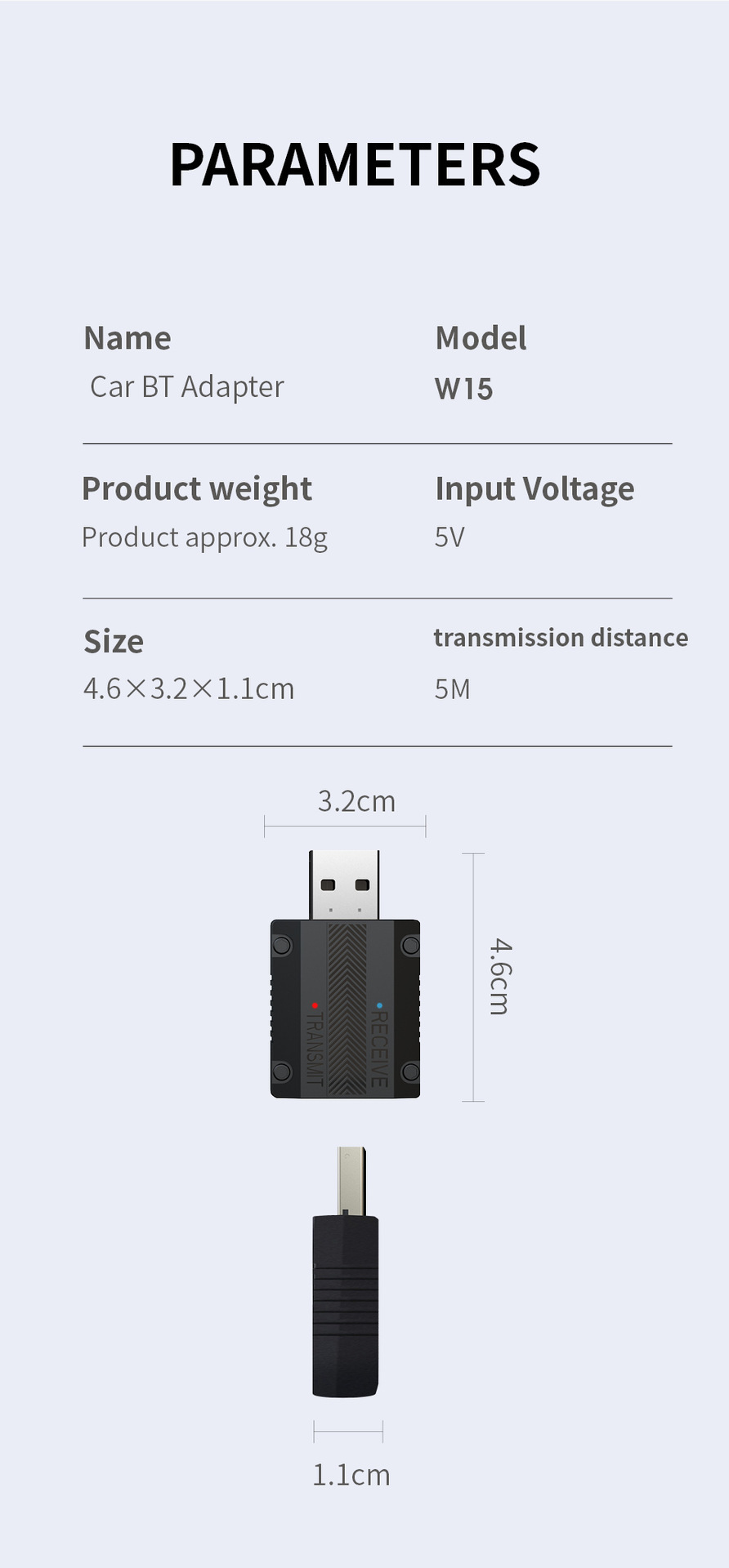 Car Bluetooth 2-in-1 Converter, Mobile Phone Car Audio Transmitter, Car Audio Wireless Receiving Module