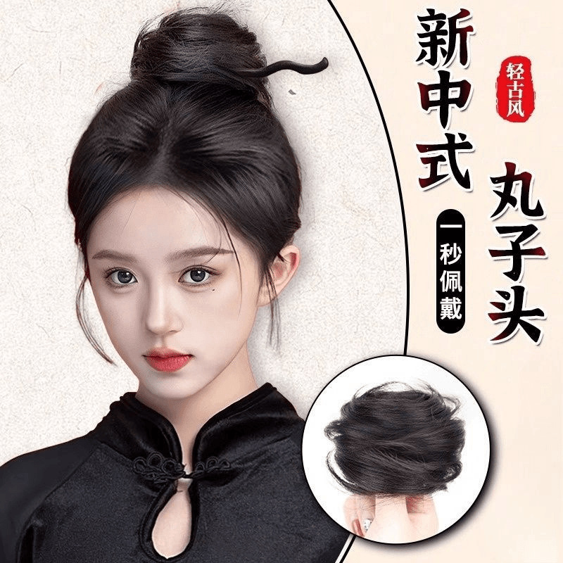 Nuevo estilo chino estilo nacional bola cabeza de simulación de estilo antiguo anillo de cabello flojo brotes de flores naturales bola cabeza de cabello bolsa de peluca