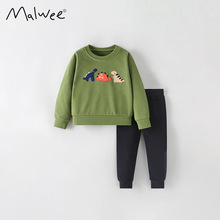 malwee男童卫衣套装秋季新款欧美中小童休闲圆领长袖松紧腰裤子