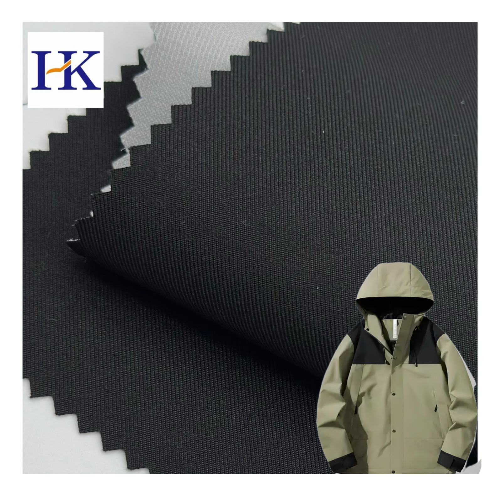 2/2斜纹高弹机械弹春亚纺150D三合一高透白可特硬壳冲锋衣户外布