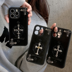 立体クローン皮质ブラックアップル携帯ケース14promaxクロスiphone15个性男女モデル