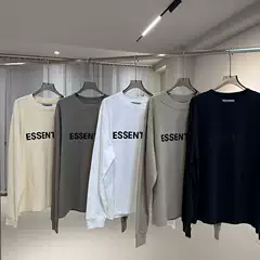 FEAR OF GOD ESSENTIALS Flocked Silicone Letter Loose Long Sleeve T-Shirt Unisex Couple Style