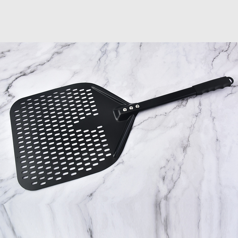 Manufacturer Wholesale Anodized Aluminum Perforated Pizza Spatula Cake Transfer Spatula Long Handle Flipping Spatula Pizza Spatula