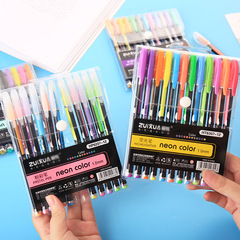 12-color set fluorescent pens for students, Korean colored markers, fluorescent highlighting pens, thick highlighting pens, flashing pens
