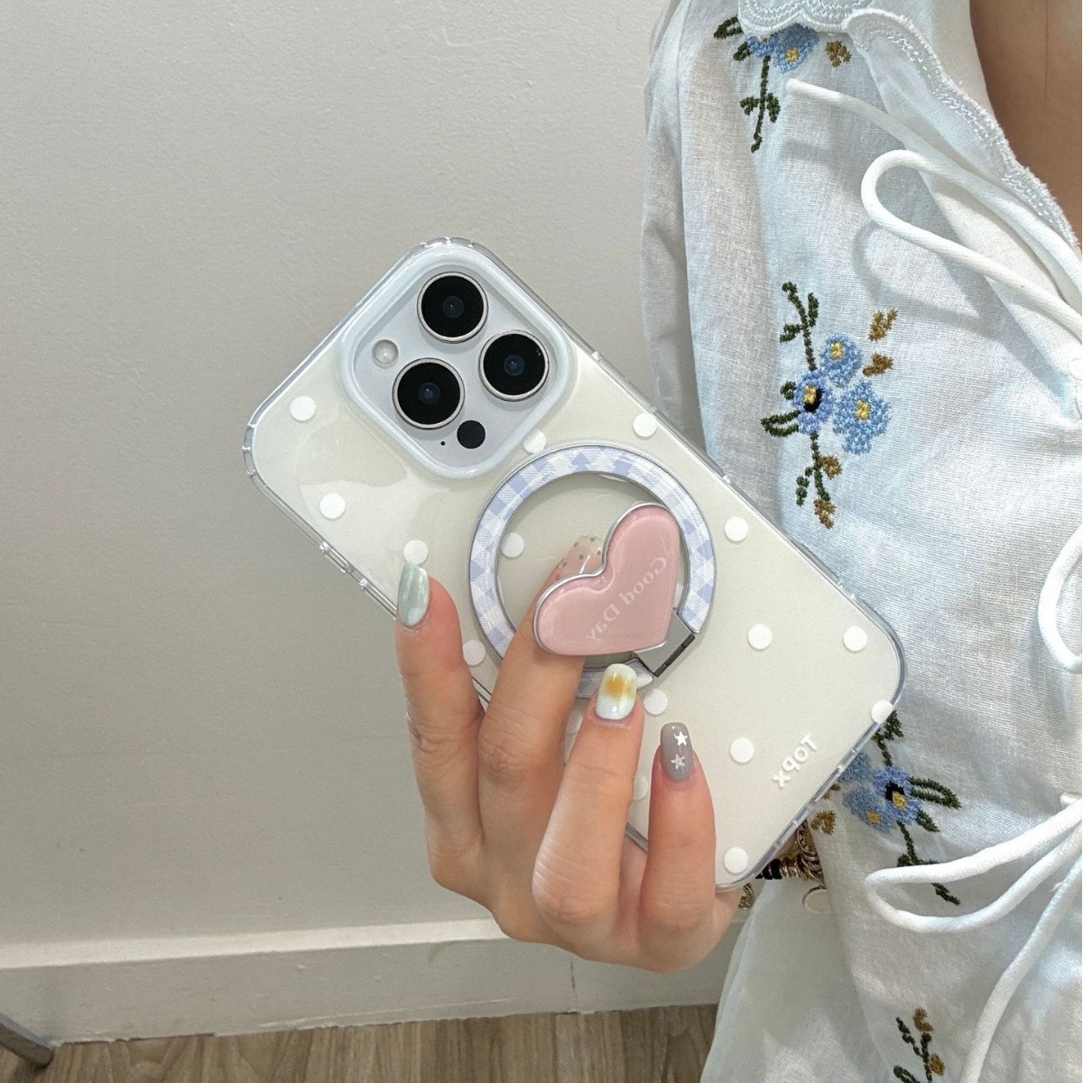 Punto de onda simple coreano para Apple 16ProMax funda para teléfono móvil 15Pro soporte de amor 14/13 niña 15PM