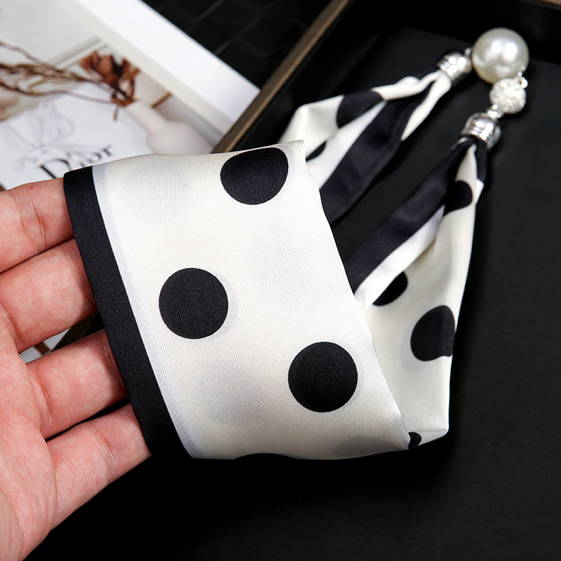 Nuevo clásico retro blanco y negro onda francesa punto de succión hebilla correa de cabello bufandas perezosas multipropósito temperamento collar clavícula hebilla