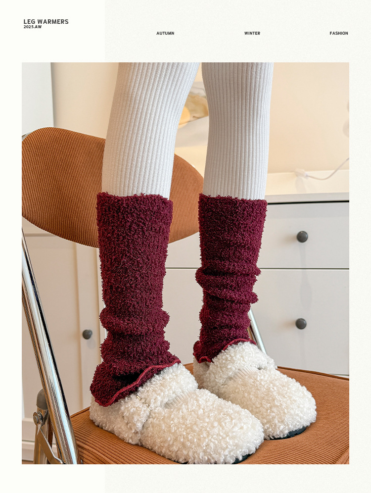 Scaldamuscoli Bootshang Calzini di cotone per donna Calzini spessi e caldi in pile Coprigambe lunghi coordinati per autunno e inverno_voghion.com