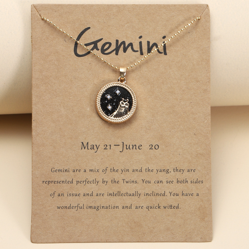 11g Weight Pendant Necklace Classification Alloy Chain Material ball chain Chain Type Simple Style Constellation Alloy Enamel Women's Pendant Necklace