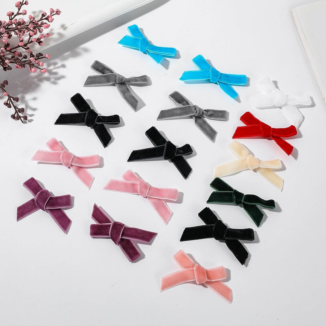 Оптовая продажа флокированной ленты, ручной работы банты из бархатной тесьмы, аксессуары для волос своими руками для упаковки подарков