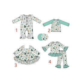 圣诞节童装女孩圣诞系列印花连体衣连衣裙套装儿童婴儿可爱批发