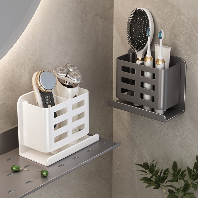 Bathroom comb storage rack bathroom punch-free wall-mounted toilet cosmetics razor toothbrush toothpaste storage tube