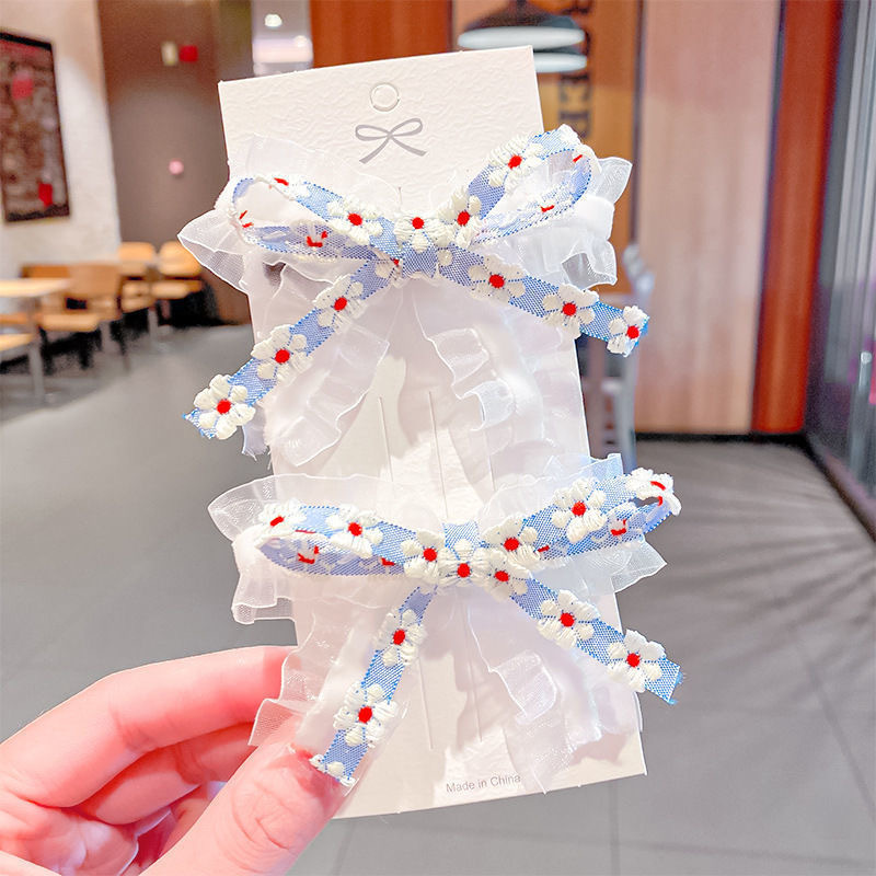 Niños encaje arco clip para el cabello niñas lindas dulces clip para el cabello princesa clip para el cabello mayorista