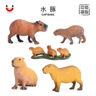 儿童仿真水豚野生动物模型静态实心塑胶水豚玩具模型启蒙认知摆件