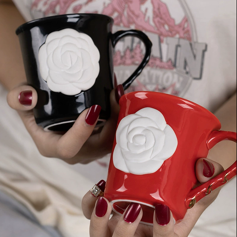 Кружка маленького цветочного стиля керамическая чашка для camellia, питьевая чашка для девушек, подарок на День Святого Валентина, чашка для горячих напитков