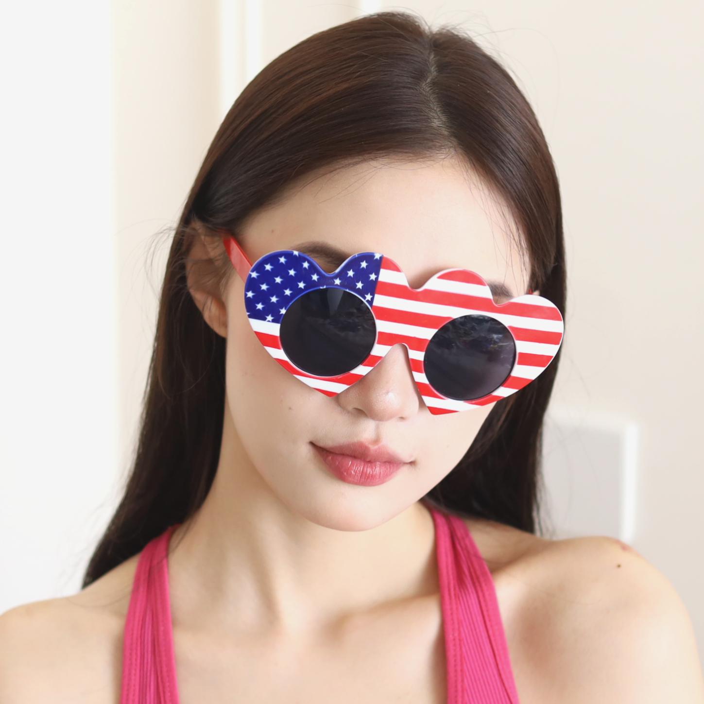 Gafas de Fiesta con Marco de Corazón y Bandera de EE.UU. de ABS para Celebración