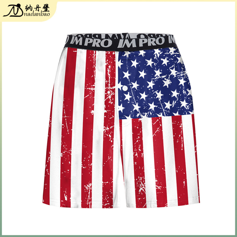 Amazon Independence Day Cross-border European and American Cross-border New Men's Underwear Flag Printed Men's Boxer Boxer Boxer Shorts