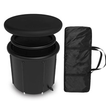 跨境便携式折叠冰桶成人款加厚PVC充气泡澡桶户外冷热水支架水池