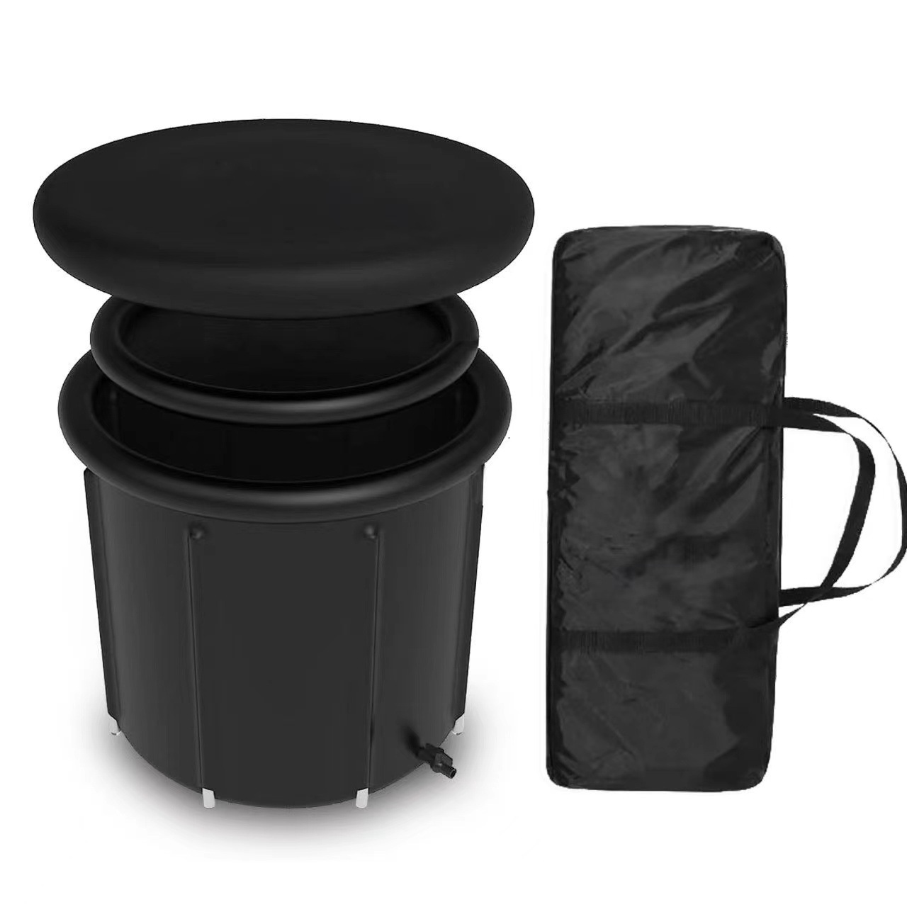 跨境便携式折叠冰桶成人款加厚PVC充气泡澡桶户外冷热水支架水池