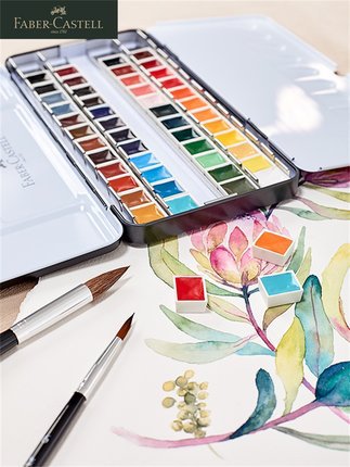 Faber-Jia semi-seco sólido acuarela hierro pintura en caja estudiante principiante de la Universidad pintura color de agua sólida