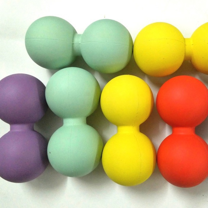 供应橡胶连体球花生按摩球健身瑜珈按摩运动按摩筋膜球橡胶实心