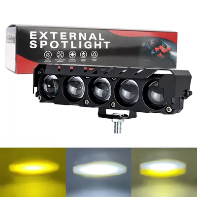 Motorcycle Electric Vehicle Led Spotlight: Motorcycle headlights, headlights - white-and-yellow-always-bright-five-eyes-with-cover-single-pack-20w