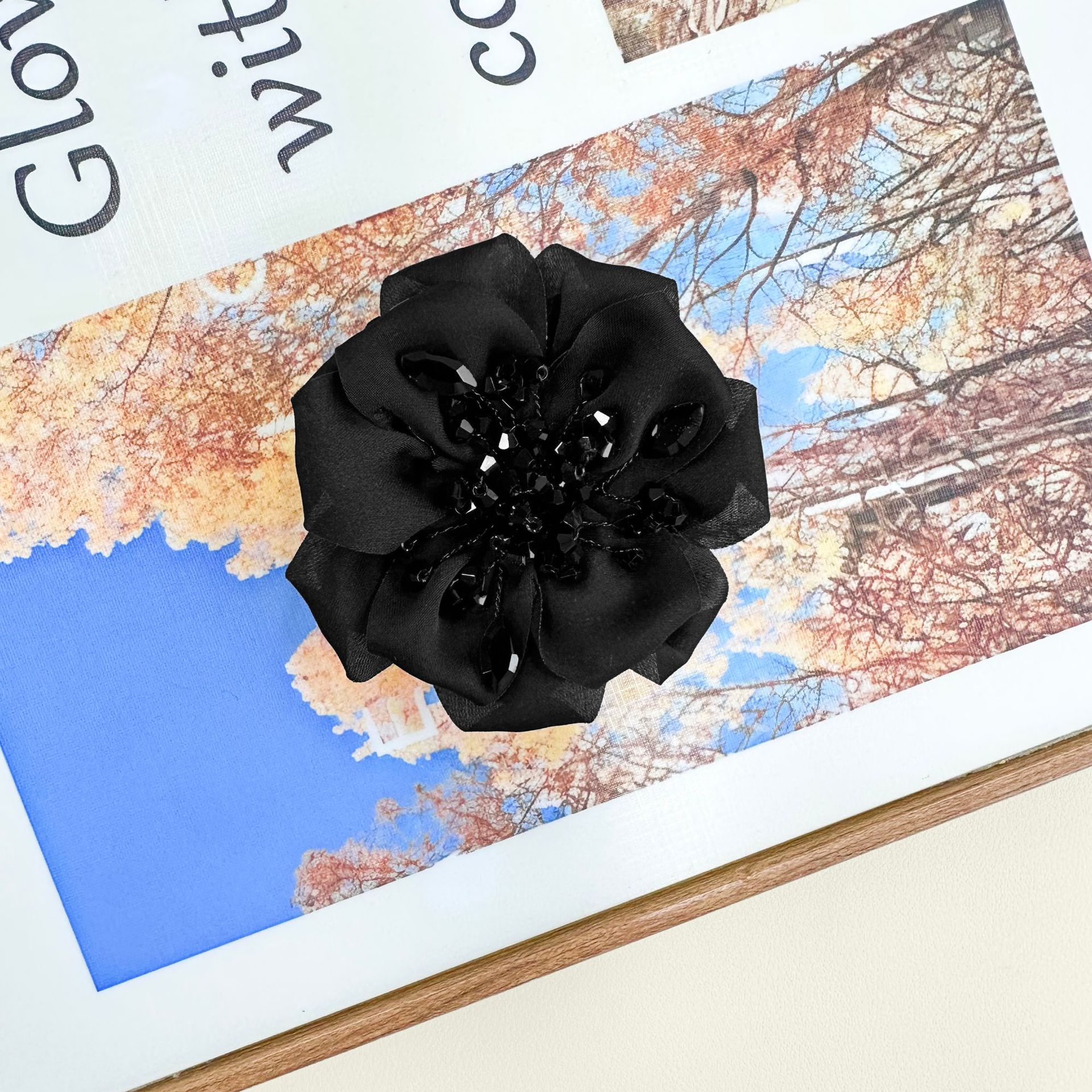 Flor cosida a mano con cuentas de diamante, traje, abrigo, accesorios DIY, plegado, accesorios de flor tridimensionales, flores de pecho image 5