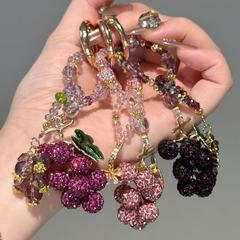 【葡萄成熟时】可爱紫色闪钻葡萄串手机链小巧精致挂件钥匙扣挂饰