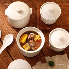 セラミック防水シチューポット家庭用蒸し卵ボウル蓋付き蒸し卵ボウル陶器一人用スープカップスープ小卸売