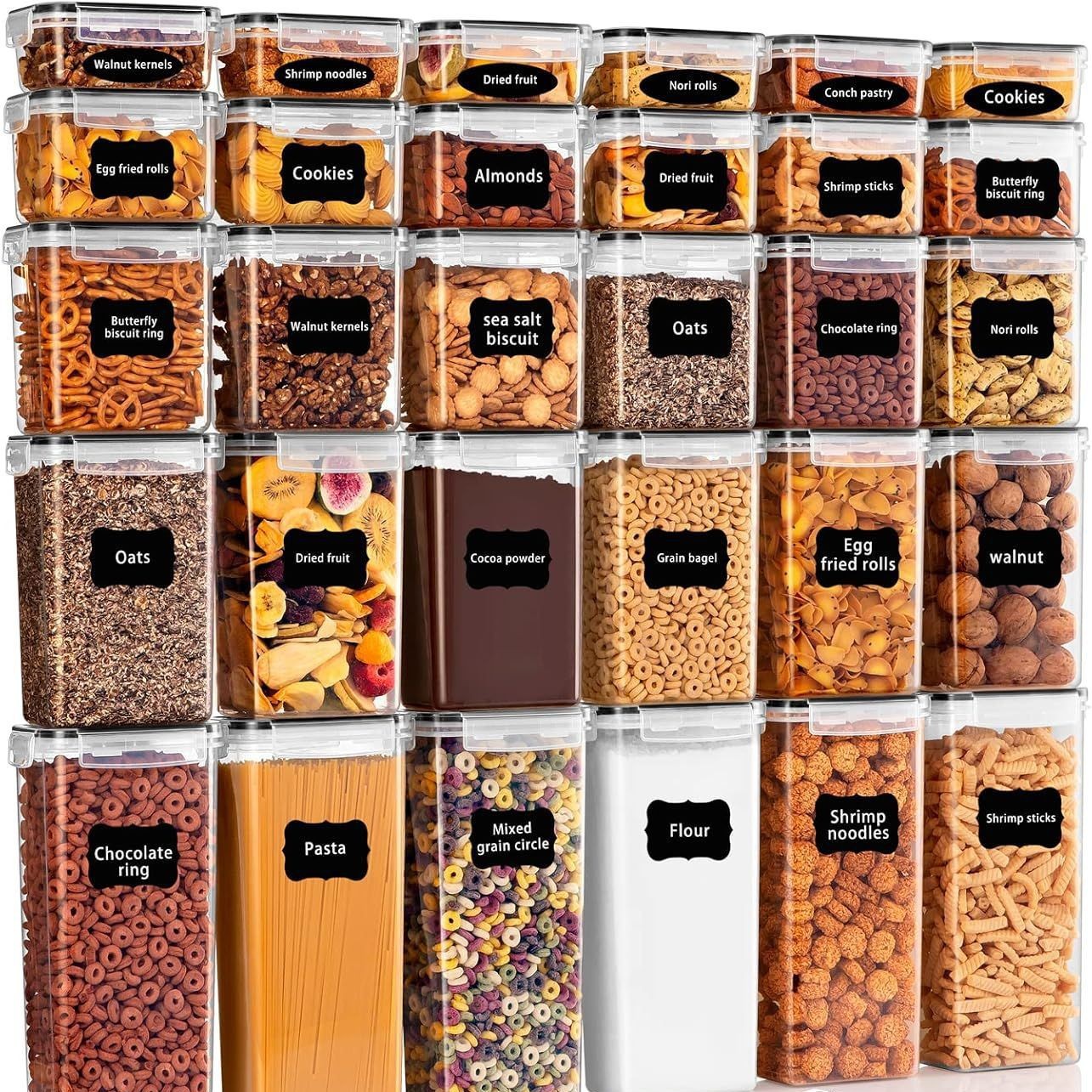 Recipiente hermético grande para cocina | Tarro transparente de plástico para almacenamiento de granos y alimentos secos