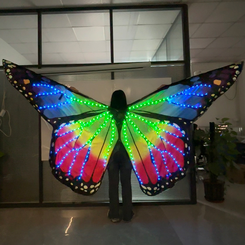 Nuevo LED arco iris brillante mariposa alas fiesta espectáculo de baile del vientre LED elf alas capas props
